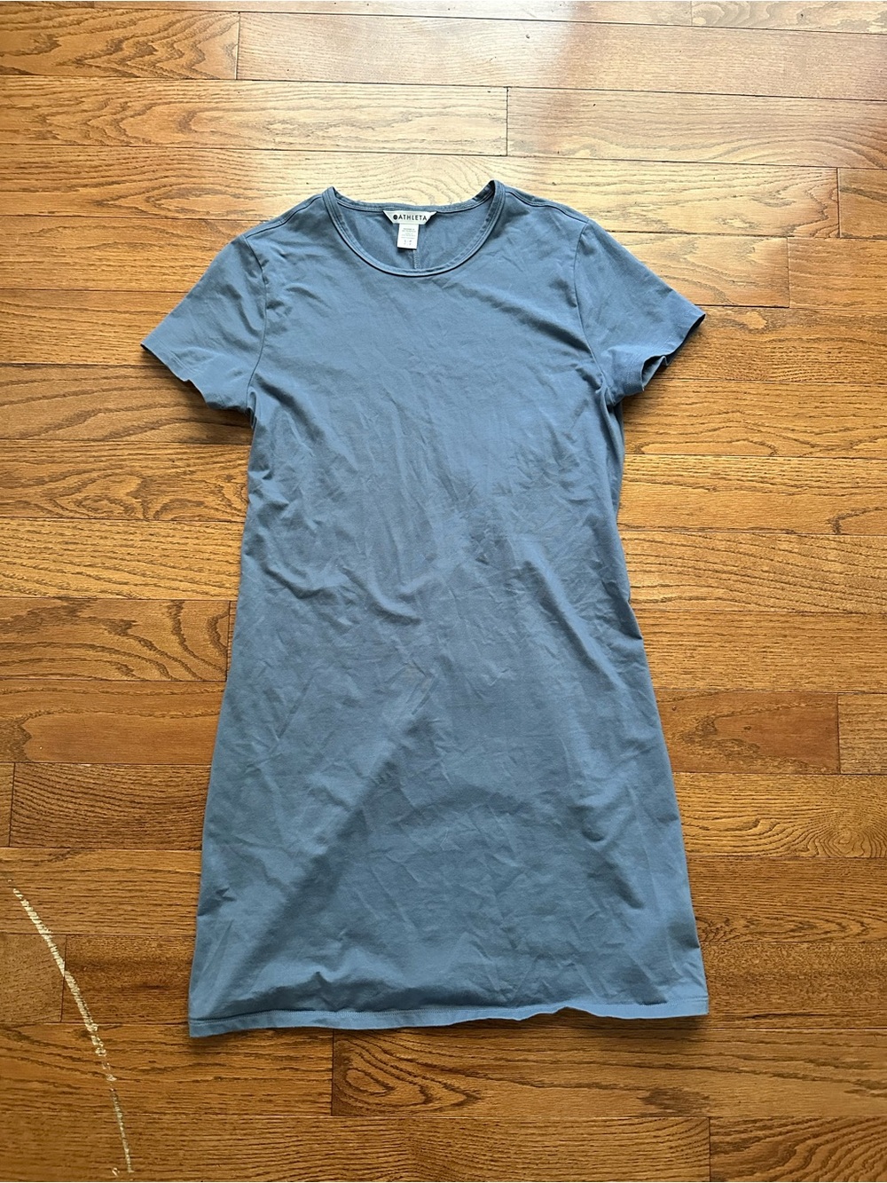 Athleta Essential T Shirt Dress Womens Small Blue Supima Cotton Stretch Relaxed